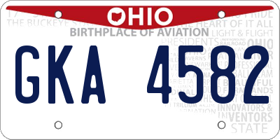 OH license plate GKA4582