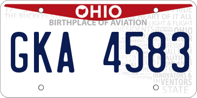OH license plate GKA4583