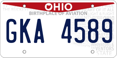 OH license plate GKA4589