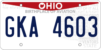 OH license plate GKA4603