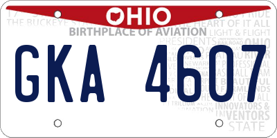 OH license plate GKA4607