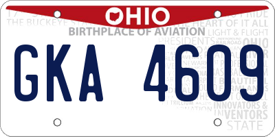 OH license plate GKA4609