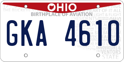 OH license plate GKA4610