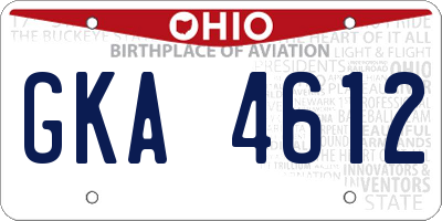 OH license plate GKA4612