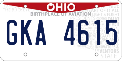 OH license plate GKA4615