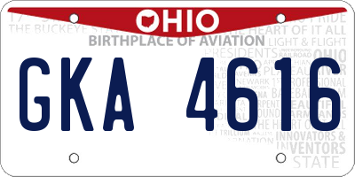 OH license plate GKA4616