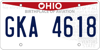 OH license plate GKA4618