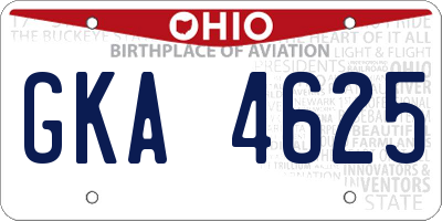 OH license plate GKA4625