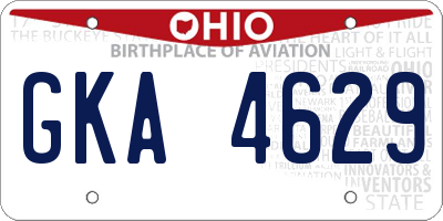 OH license plate GKA4629