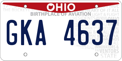 OH license plate GKA4637