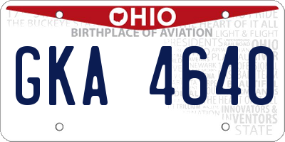 OH license plate GKA4640