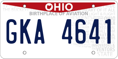 OH license plate GKA4641