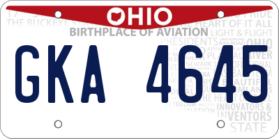 OH license plate GKA4645