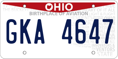 OH license plate GKA4647