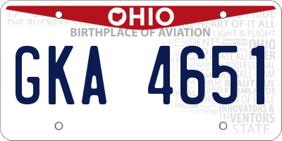 OH license plate GKA4651