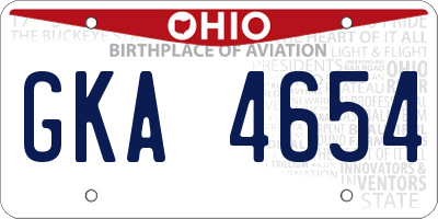 OH license plate GKA4654