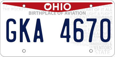 OH license plate GKA4670