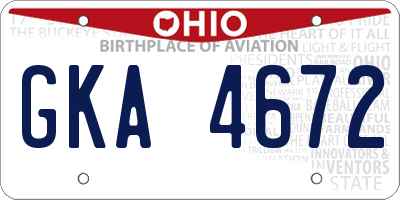 OH license plate GKA4672