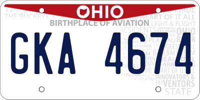 OH license plate GKA4674