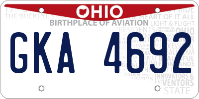 OH license plate GKA4692