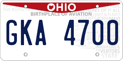 OH license plate GKA4700