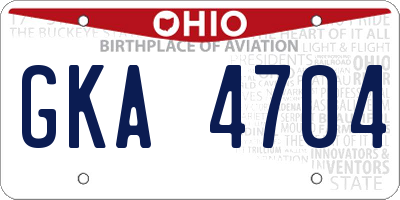 OH license plate GKA4704