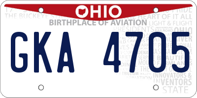 OH license plate GKA4705