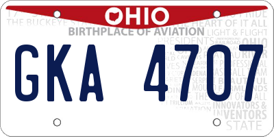 OH license plate GKA4707