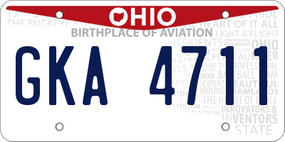 OH license plate GKA4711