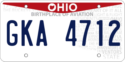 OH license plate GKA4712