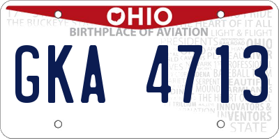 OH license plate GKA4713