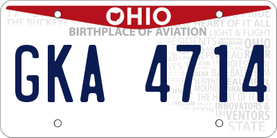 OH license plate GKA4714