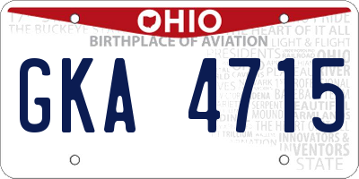 OH license plate GKA4715