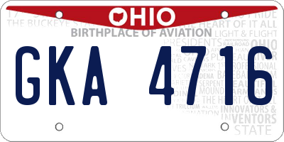 OH license plate GKA4716