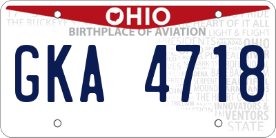 OH license plate GKA4718