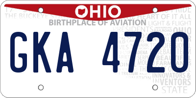 OH license plate GKA4720
