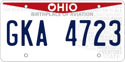 OH license plate GKA4723