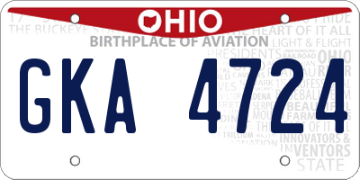 OH license plate GKA4724
