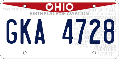 OH license plate GKA4728