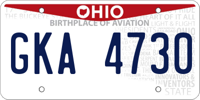 OH license plate GKA4730