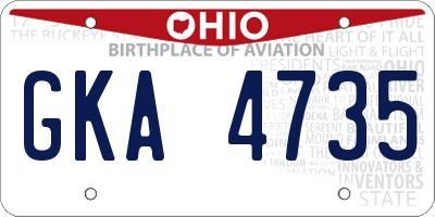 OH license plate GKA4735