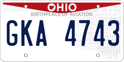 OH license plate GKA4743