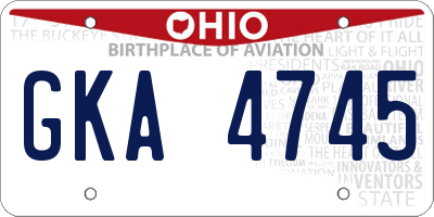 OH license plate GKA4745