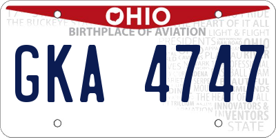 OH license plate GKA4747