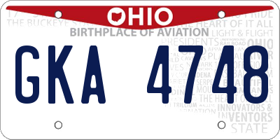OH license plate GKA4748