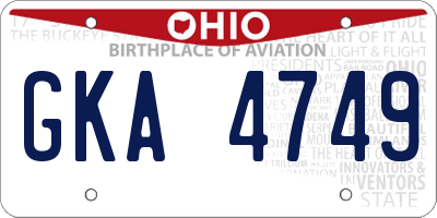 OH license plate GKA4749
