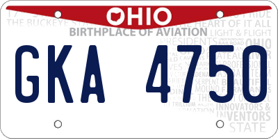 OH license plate GKA4750