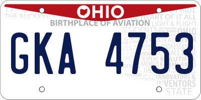 OH license plate GKA4753