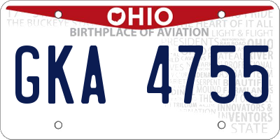 OH license plate GKA4755