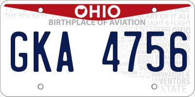 OH license plate GKA4756